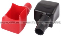 Колпачки защитные для контактов 36/15 мм красный/черный, силиконовые 2 шт.